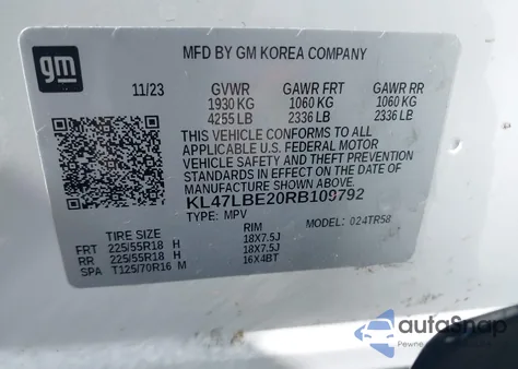 2024 Buick Envista Sport Touring Fwd z USA, uszkodzony, nr VIN KL47LBE20RB109792